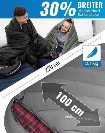 KingCamp XXL 3-Season Sleeping Bag - Oversized Adult Sleeping Bag for Camping, Backpacking, Hiking, Indoor & Outdoor Use (Classic Grey)