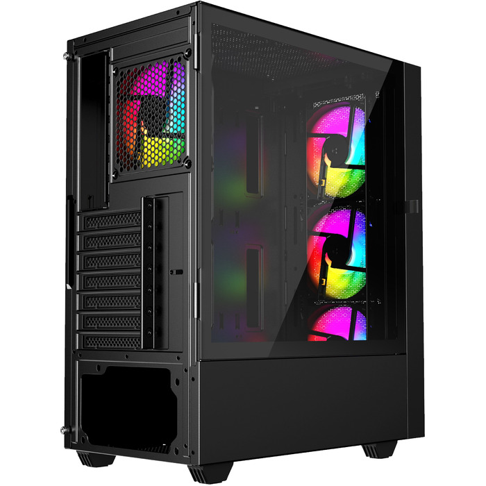 Ігровий корпус для ПК Gembird Fornax 4000 ARGB ATX Midi Tower, скло, чорний
