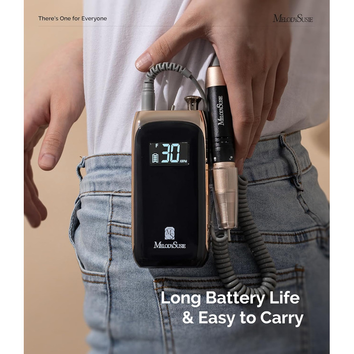 Професійний електричний нейл-дриль MelodySusie для манікюру та педикюру, акумуляторний, бездротовий, чорний