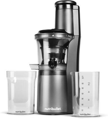 Nutribullet Slow Juicer, Cold Press Juicer, Fruit and Vegetable Extractor, Fruit Juice Press, Daily Use, 1.8 L Pulp Container, Black, NBJ500