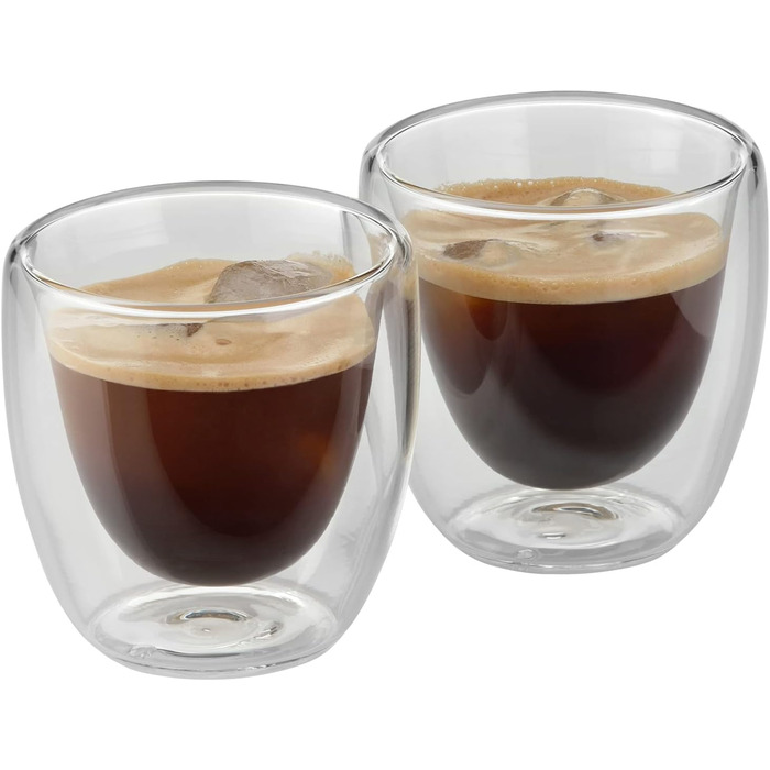 WMF Culture Double-Walled Espresso Cups Glass Set, 6-Piece, Double-Walled Glasses 80ml, Floating Effect, Thermoglass, Heat-Resistant Espresso Glass