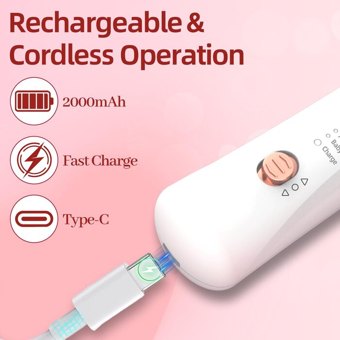 Електричний набір для манікюру та педикюру з USB-зарядкою, 8 насадок, LED-підсвічування, для догляду за руками та ногами (білий, рожеве золото)