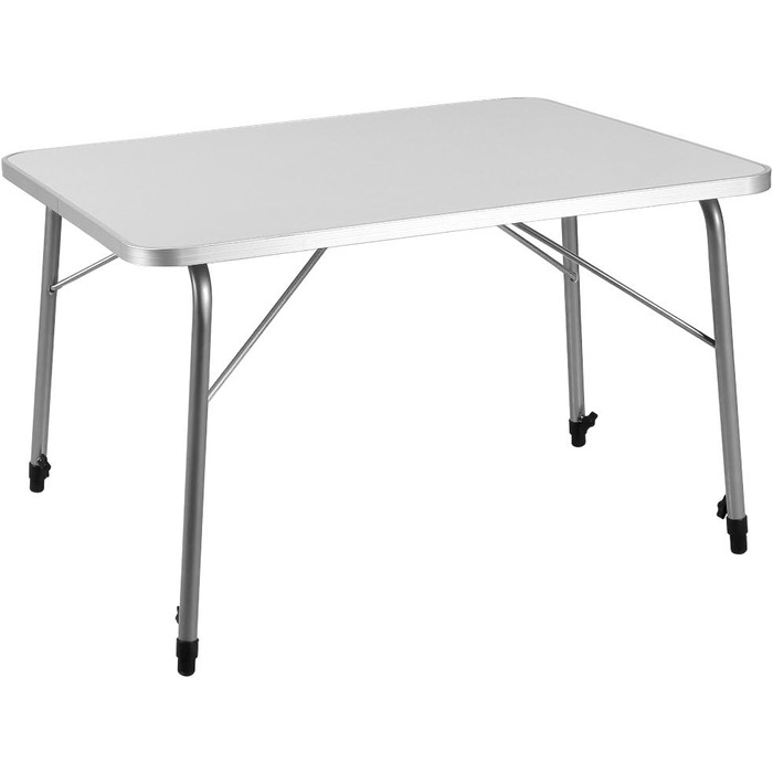 Складний стіл для кемпінгу Casaria® з регулюванням висоти, 80x54 см, дерево/алюміній, білий. Підходить для саду, балкону, пікніка
