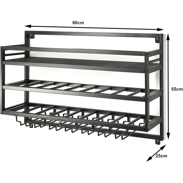 Полиця для вина Kobolo Malbec - металева, 80x25x55 см