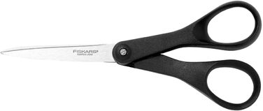 Ножиці Fiskars Essential 18 см, чорні, з якісної сталі та пластику