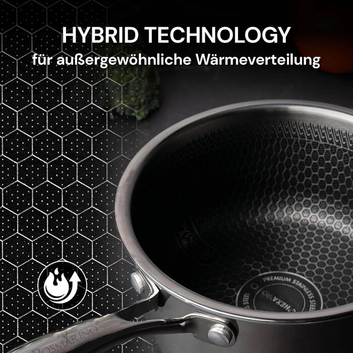 ROSMARINO HexaPro 3.0 28 cm Stainless Steel Pancake Pan - High-quality non-stick coating, oven-safe - Ideal for the versatile kitchen. Pancake pan, 28cm