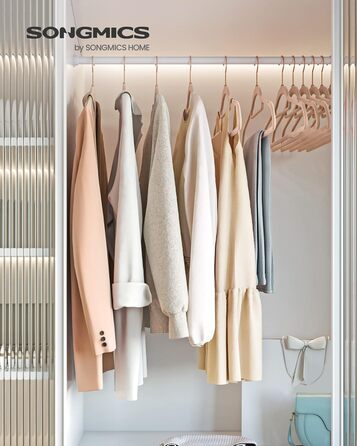 Плечики SONGMICS для одягу, велюрові, набір 50 шт., антиковзаючі, для краваток, 360° обертання, тонкі, економія місця, 43,5 см, для пальто, штани, срібно-білі