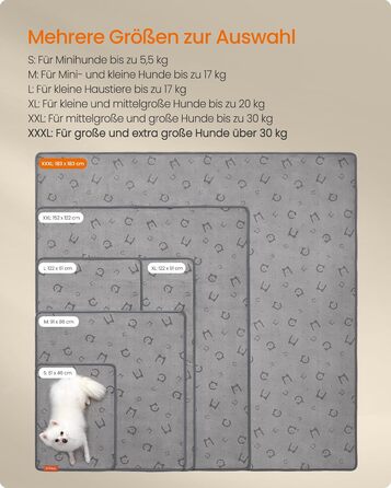 Водонепроникний килимок для собак Feandrea, 2 шт., 122x91 см, XL, з антиковзаючою поверхнею, для собак, котів, кроликів, сірий (PTD003G01)