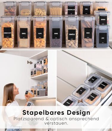 Набір контейнерів для зберігання Deco haus® (24 шт.) з кришкою, чорний - для продуктів, кухні, організації