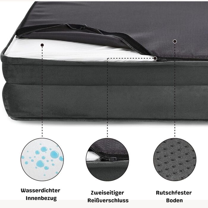 Ортопедичне ліжко для собак середніх та великих порід CORTESPETS® - зручне собаче ліжко з Memory Foam, водонепроникним покриттям та знімним чохлом. Розмір: 90 x 64 x 17 см