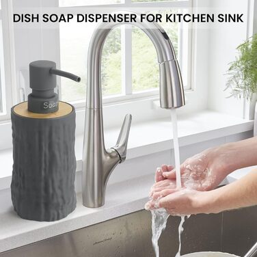 Дозатор для мила білий бамбук, 390 мл, для кухні, ванної кімнати, офісу, дозатор мила для миття посуду