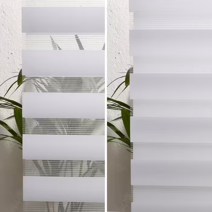 Sol Royal Cassette Double Roller Blind SolDecor DK9 Duo Roller Blind Clamp-on System Premium Vario Roller Blind with Clamp Carrier and Extra Wide Stripes - White (W90 x H160 cm)