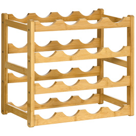 HOMCOM Bamboo Wine Rack Bottle Stand for 16 Bottles, 43x23.5x38cm, Stylish Natural Wood Design for Kitchen & Living Room