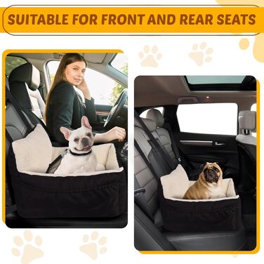 Автокрісло для собак - чорне, з м'яким двостороннім килимком та страхувальним ременем. Підходить для маленьких собак, встановлюється на заднє та переднє сидіння.