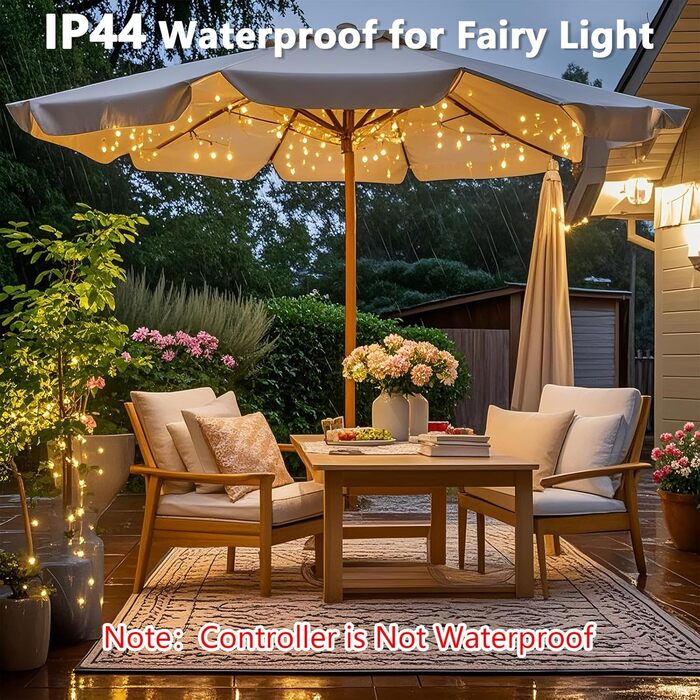 Гірлянда світлодіодна зовнішня 20 м, 200 LED, 24V, тепле біле світло, 8 режимів, для декору вечірки, саду, ялинки, святкування Пасхи