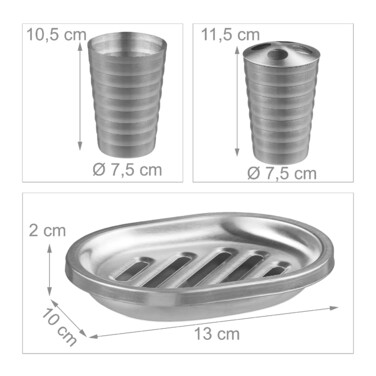 Relaxdays 5-piece Bathroom Set Stainless Steel