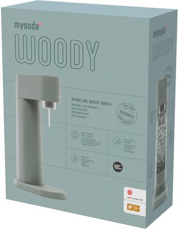 Mysoda: Диспенсер для газованої води Woody з екологічного дерева та пластикової пляшки 1L (без CO2) - Білий (Салатовий)