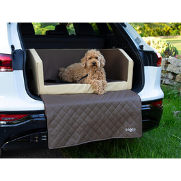 Автоматичне лежанка для собак CopcoPet - 100x80x38 см, штучна шкіра, захист багажника, водовідштовхувальна, з захисним покриттям, для подорожей, Mocca