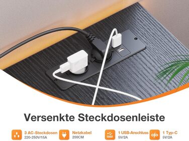 Письмовий стіл ODK 120x40x75 см з розетками та USB, комп'ютерний стіл із реверсивною полицею для офісу та вітальні, коричневий