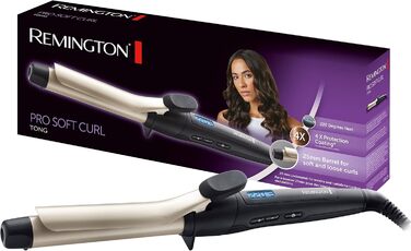 Плойка для волосся Remington Lockenstab Pro Soft Curl CI6325, 25 мм, керамічно-турмалінове покриття, чорний/кремовий | 1 шт.