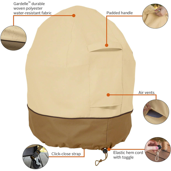 Водовідштовхувальний чохол Classic Accessories Veranda для міні-керамічного гриля Kamado 21 дюйм, захисна накривка для BBQ, для вуличного використання