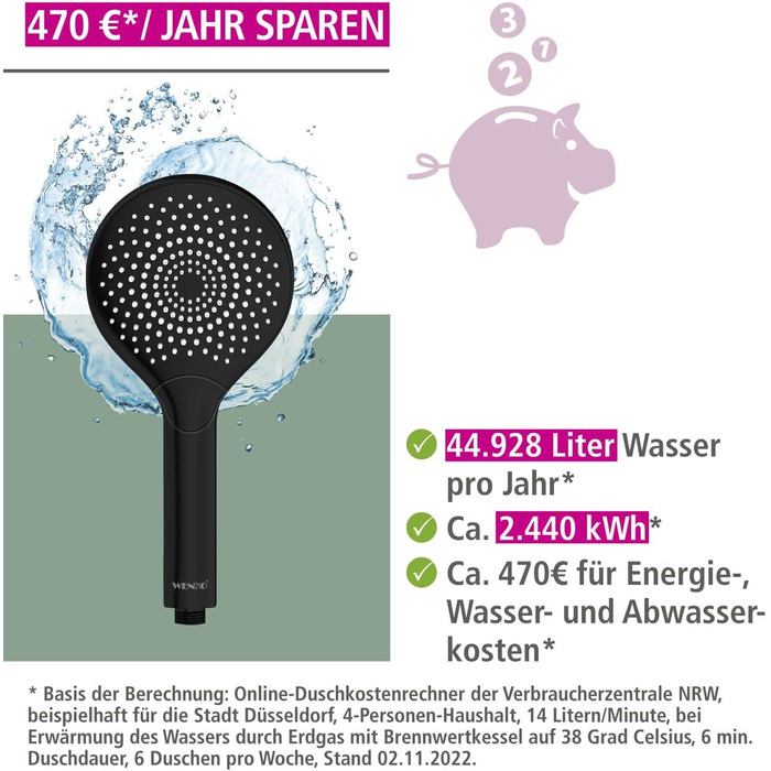 Water-Saving Showerhead Wood (Matte Black)