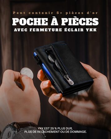 Портмоне чоловіче DODENSHA MagSnap Slim з відділом для монет, RFID захистом, на 10+ карт, чорно-червоне (чорно-синій)
