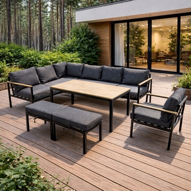 Комплект садових меблів GARDENOVE з пластику, сірий, 6 предметів