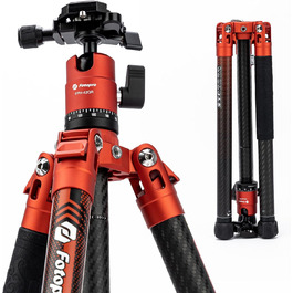 Штатив Fotopro X-Aircross 3 з вуглецевого волокна, 152 см, 360° поворотний кріплення, 0.94 кг, для DSLR, з сумкою, максимальне навантаження 10 кг, помаранчевий