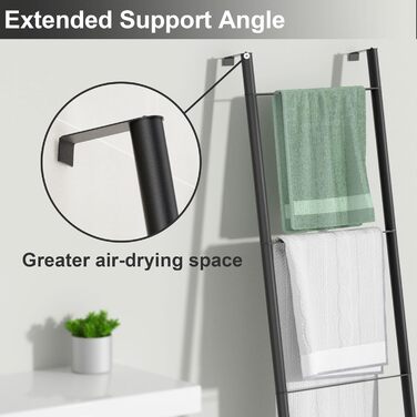 Підставка для рушників настінна металева біла – тримач для рушників, ковдр, простирадл (4 яруси, білий/чорний)