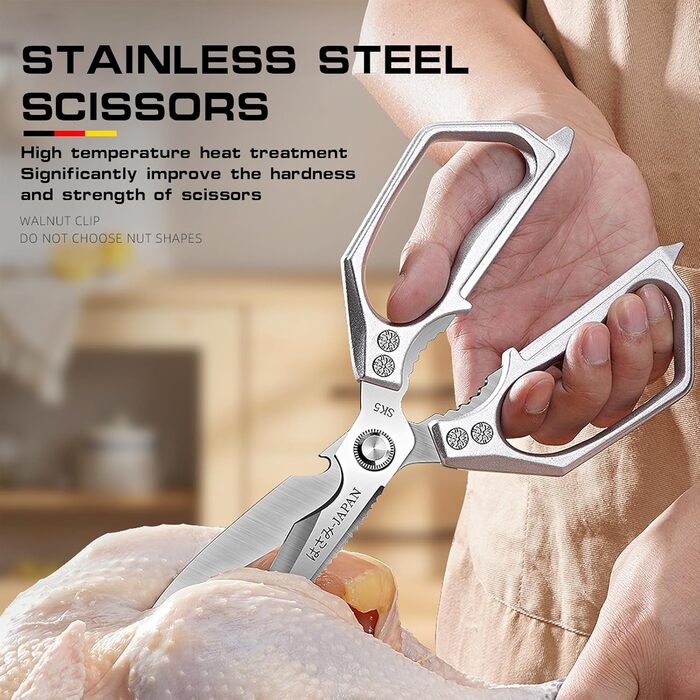 Ніж-ножиці кухонні з нержавіючої сталі, універсальні, з відкривачем для пляшок, для птиці, риби, м'яса, зелені, горіхів, придатні для миття в посудомийній машині