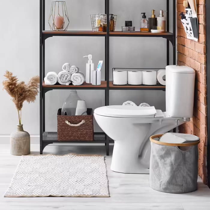 Relaxdays 4-Piece Bathroom Set, Shiny Silver
