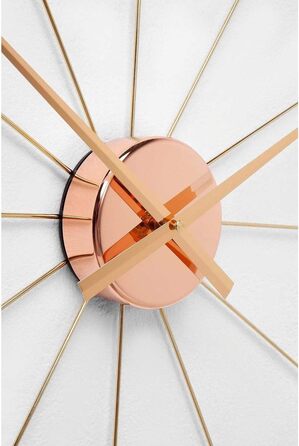 Kare Design Wall Clock Like Umbrella, 100cm Diameter, Clock, Modern, Minimalist, Aluminum Frame, Round, Battery not included (Rosegold)