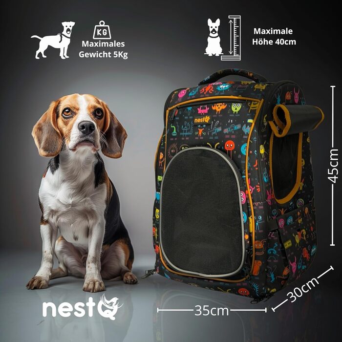 Рюкзак для собак та котів, до 5 кг, ергономічний, з вентиляцією, для подорожей (Помаранчевий)