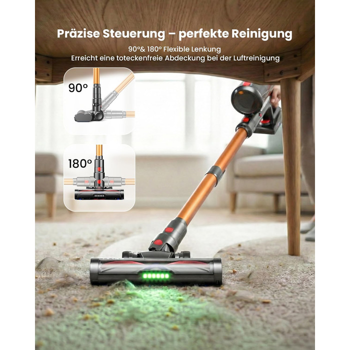 Бездротовий акумуляторний пилосос 600W з потужністю всмоктування 50KPA, 70 хвилин роботи, самостійна парковка, антизаплутана щітка та LED-дисплей, 8-ступенева фільтрація, кріплення на стіну, для шерсті тварин/килимів/твердих поверхонь/автомобіля (фіолетов