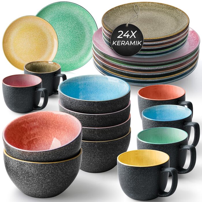 Набір посуду Miamio Las Palmitas 24 елементи (6 осіб): тарілки, чашки, миски - для кухні