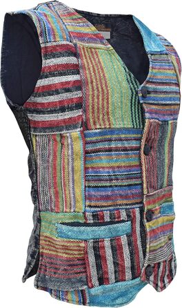 Чоловіча жилетка Gheri Patchwork смугаста бохо з ґудзиками, випрана камінням, розмір L