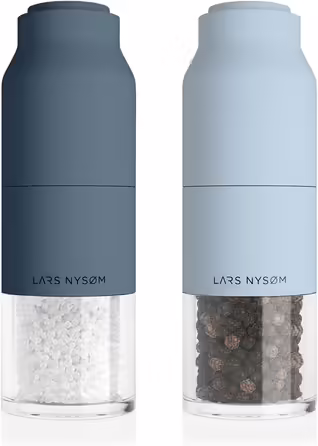 LARS NYSØM Salt and Pepper Grinder Set Stainless Steel with Adjustable Grinder | Bottle Design Spice Grinder Set Manual (Blue)