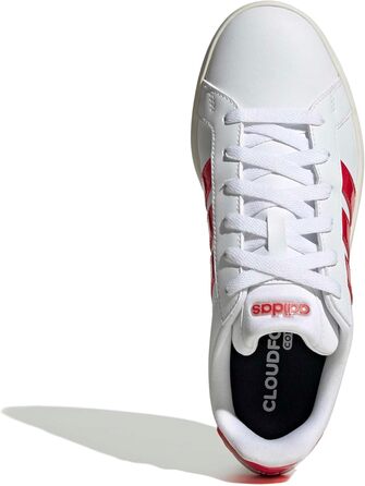 Жіночі кросівки Adidas Grand Court Base 3.0 (38 2/3 EU, білий, рубіново-червоний, off-white)