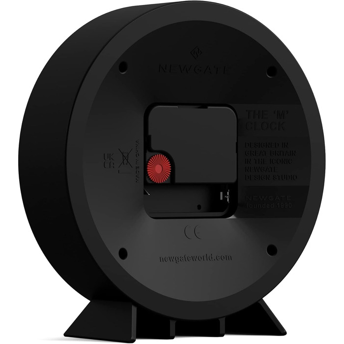 NEWGATE® M Mantel Clock for Fireplace Inserts, Silent, No Ticking, Modern Mantel Clock, Small Mantel Clock, Railroad Dial, Black