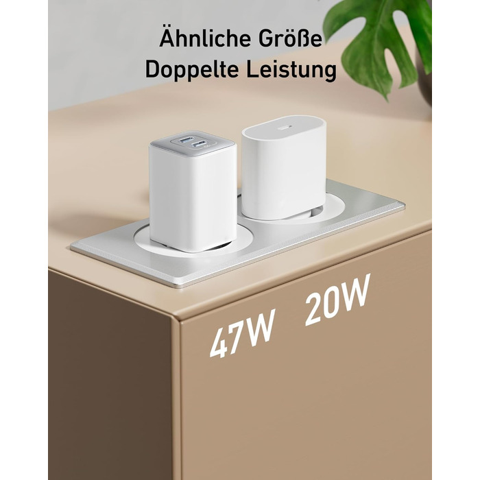 Зарядний пристрій Anker USB-C 47W (Nano 3) з 2 портами GaN, білий - для iPhone, Galaxy, Pixel, iPad