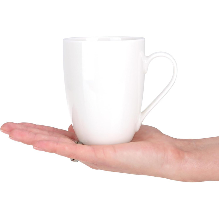 Набір керамічних чашок Com-Four® 6 шт. 350 мл - чайник для гарячих та холодних напоїв, 12 шт. - сучасний дизайн, кольорові ручки, блакитний/зелений/сірий