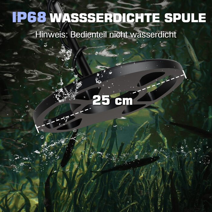 Металошукач DR.ÖTEK Profi Set для дорослих та початківців, оновлена версія з 6 режимами, легкий детектор з 3 режимами ландшафту та функцією Pinpoint, водонепроникна пошукова котушка IP68, комплект металошукача з аксесуарами (блакитний)