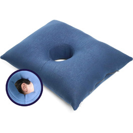 KMINA - Pillow with Ear Hole, Piercing Ear Pillow, Donut for Ear Piercing Reusable, Sleeping, Chondrodermatitis Blue - Made in Europe