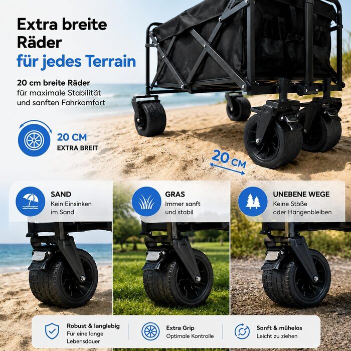 Візок-садок Silvergear XL складаний 150 кг, 100л, чорний | Універсальний візок для дітей та вантажів