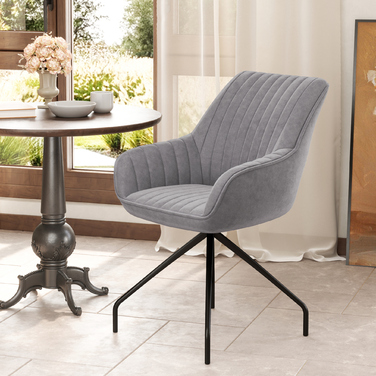 HOMCOM Swivel Lounge Chair with Armrests, Velvet-Look, Swivel Chair with Metal Legs, for Bedroom, Living Room, Dark Grey | Aosom