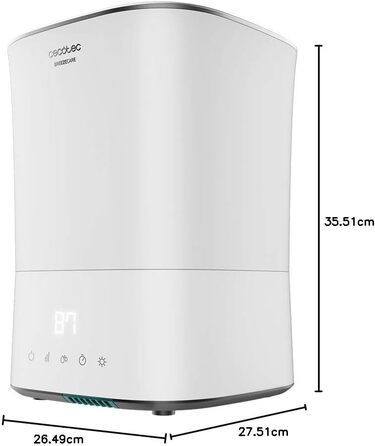 Зволожувач повітря Cecotec BreezeCare 4000 Connected: 6 л бак, 400 мл/год, Wi-Fi, сенсорне управління, плазма, 40 м², таймер 12 год, 30W (холодний) / 110W (гарячий)