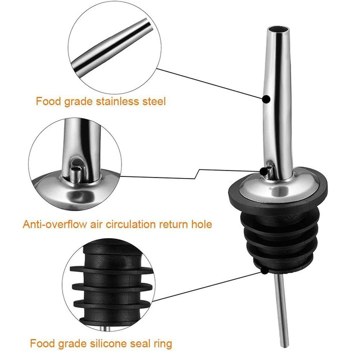 Виливники для пляшок BALTRE (6 шт) з 6 адаптерами: для олії, вина, оцту, сиропу