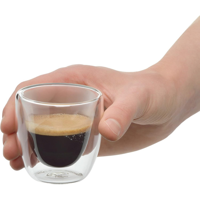 WMF Culture Double-Walled Espresso Cups Glass Set, 6-Piece, Double-Walled Glasses 80ml, Floating Effect, Thermoglass, Heat-Resistant Espresso Glass