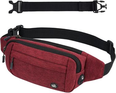 WATERFLY Поясна сумка на пояс для чоловіків та жінок: спортивна сумка на талію, поясна фанка, для подорожей, прогулянок з собакою, активного відпочинку (Тьмяно-червоний)